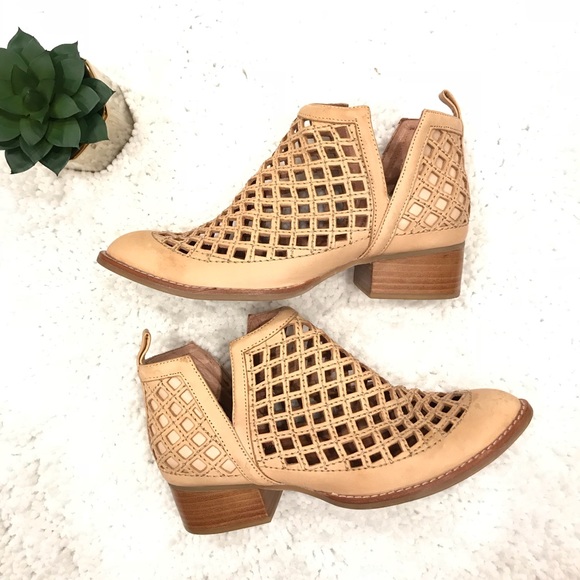 Jeffrey Campbell Shoes - Jeffrey Campbell Taggart Open Weave Tan Booties
